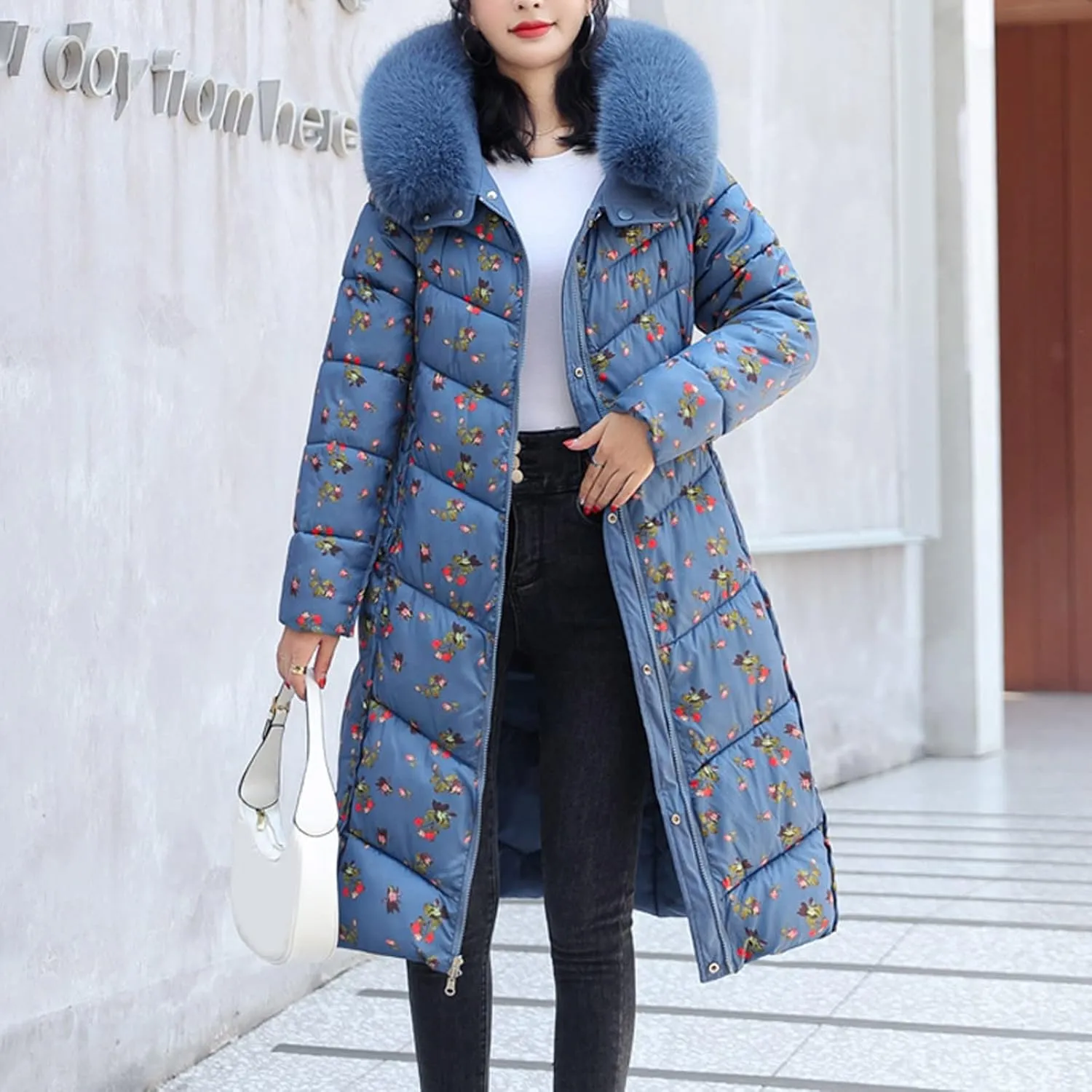 Womens Long Puffer Coat Packable Down Coat Ultralight Parkas Jacket Oversized Water-Resistant Thicken Hooded Quilted Coat