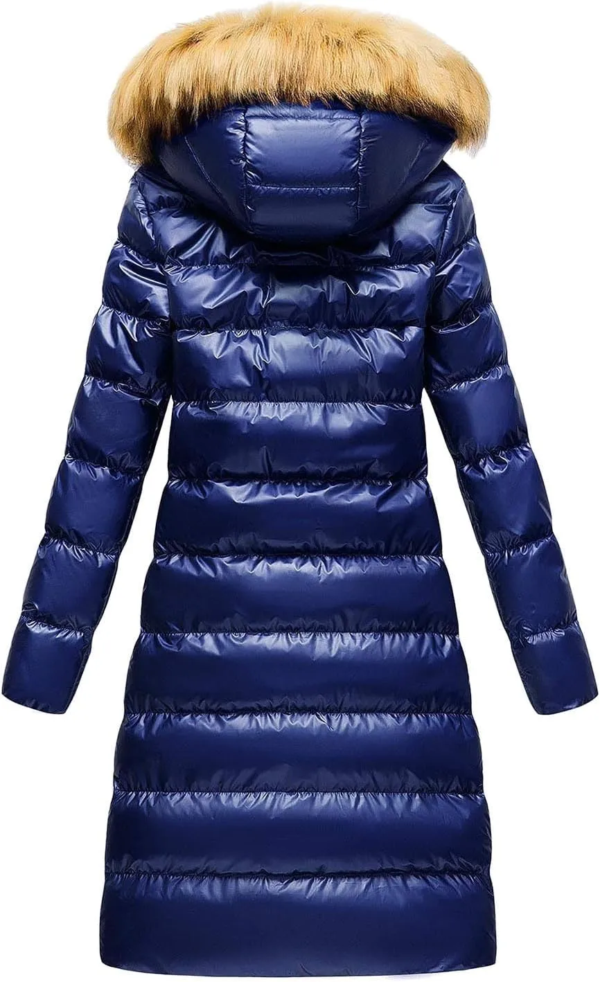 Womens Long Puffer Jacket Lightweight Packable Down Coat Casual Hooded Full Zip Quilted Outwear 2024 Winter Warm Coats