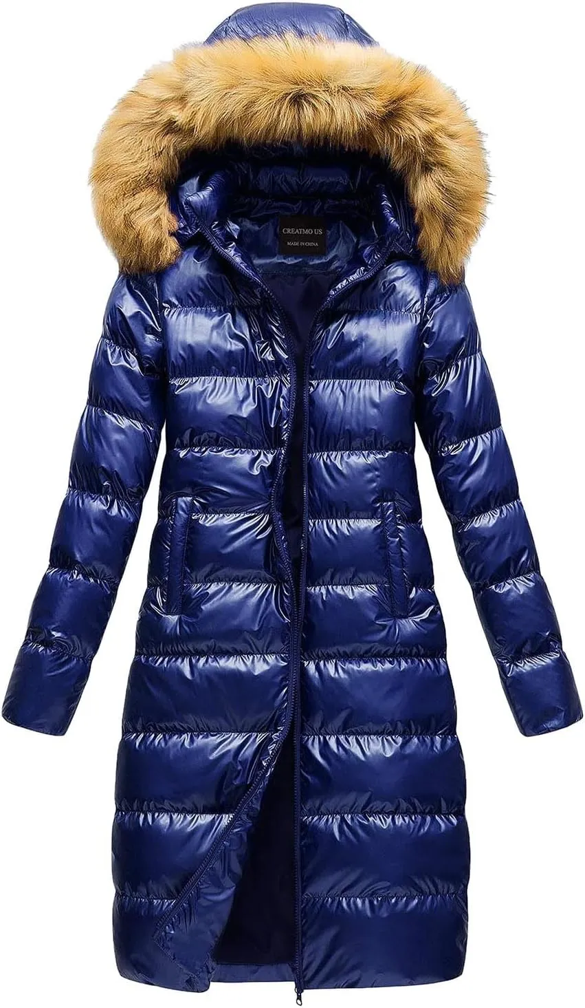 Womens Long Puffer Jacket Lightweight Packable Down Coat Casual Hooded Full Zip Quilted Outwear 2024 Winter Warm Coats