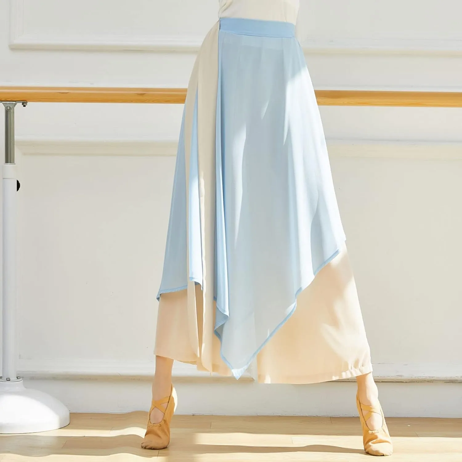 YOLAI Skirted Leggings for Womenyoga Pants Stretchy Ballet Dance Leggings Chiffon Skirted Tights for Ballet Latin Salsa Tango